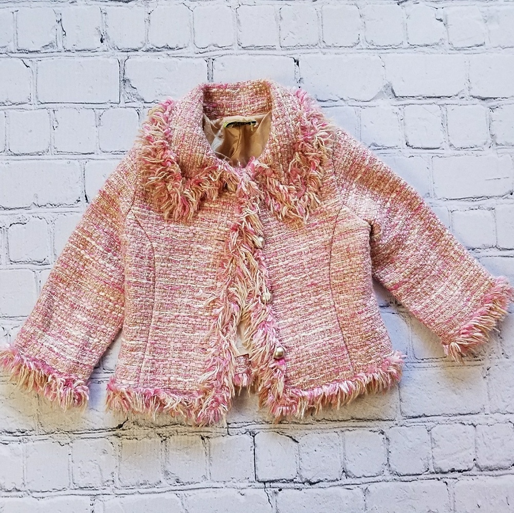 SARA SARA Girls Knit Pink Trendy Jacket Sz Small